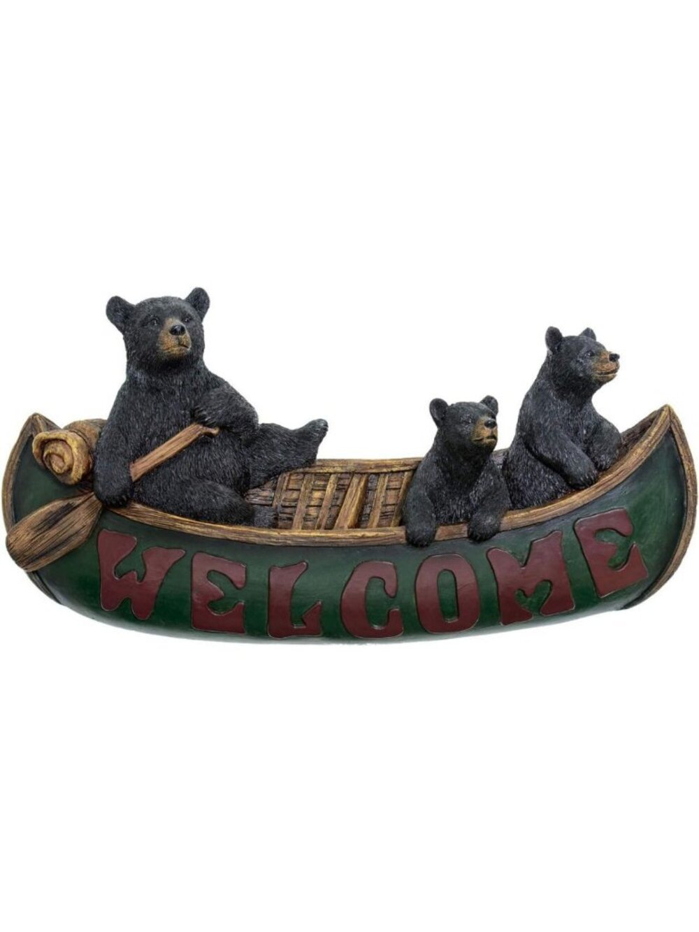 Charming Black Bear Wall Plaque - Canoe Welcome Sign for Cabin Decor & Wildlife